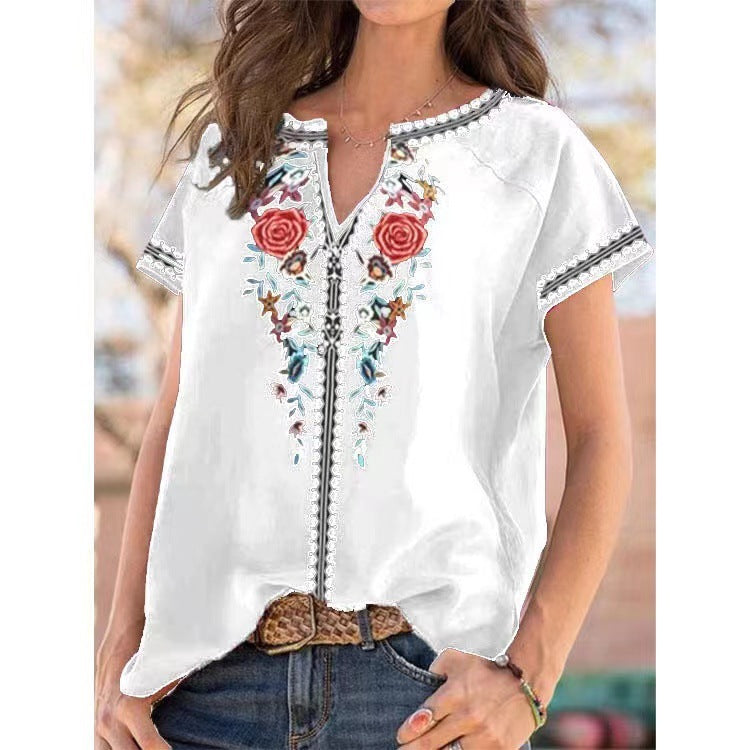 Popular ethnic style printed T-shirt