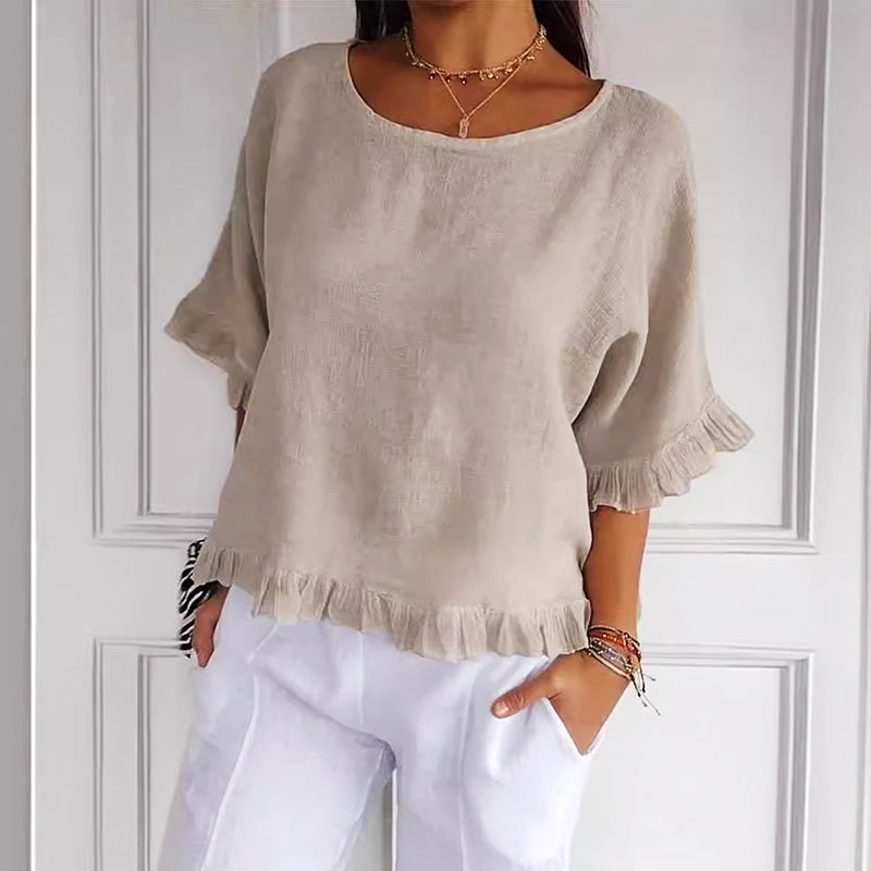 Loose Fit Cotton Linen Summer Top