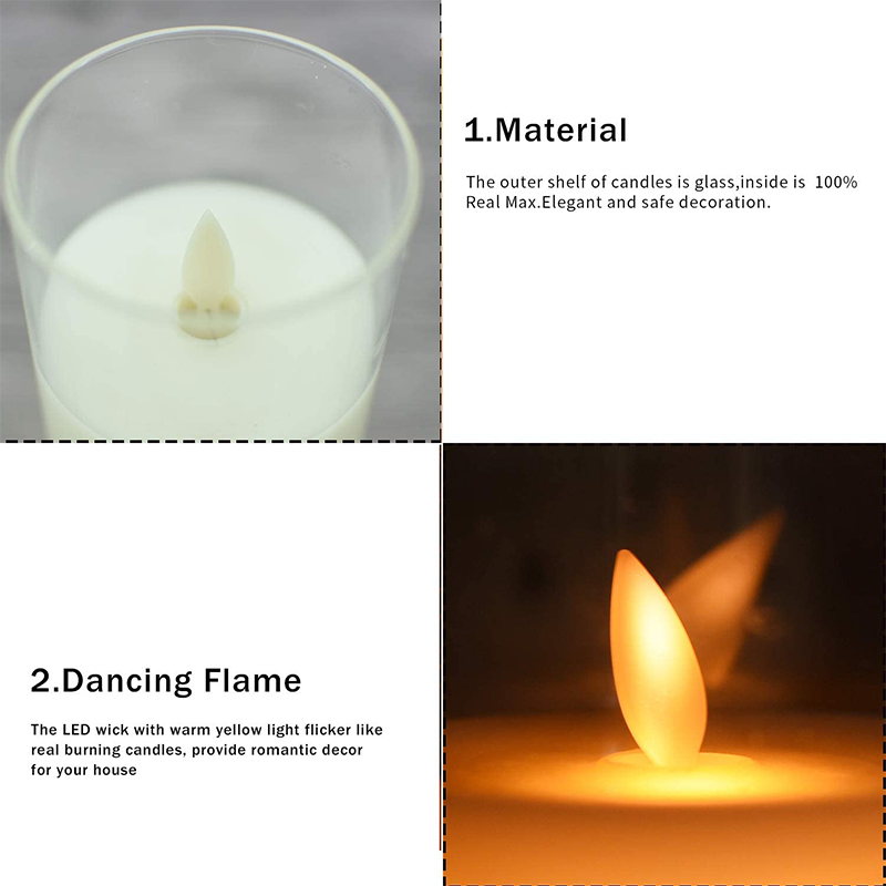 Flickering Flameless Candles with Glass Holder