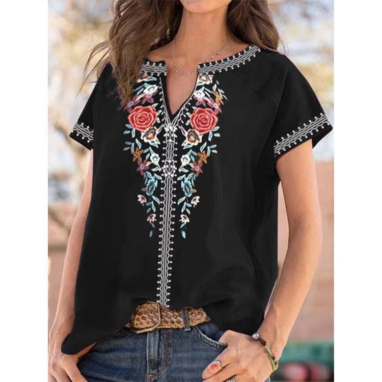Popular ethnic style printed T-shirt