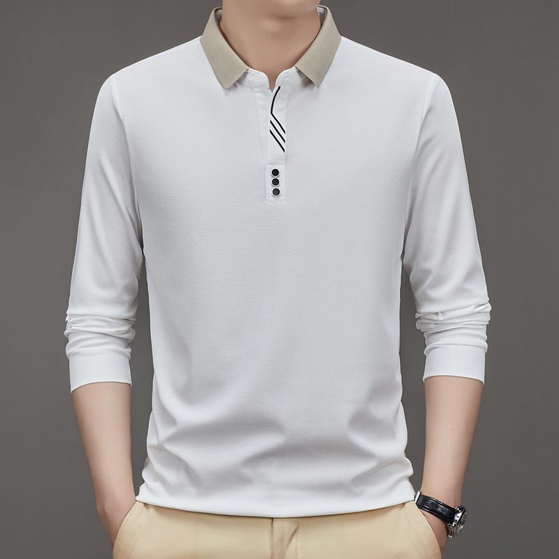 Men's Business Casual Solid Color Lapel Base T-shirt(50% OFF)