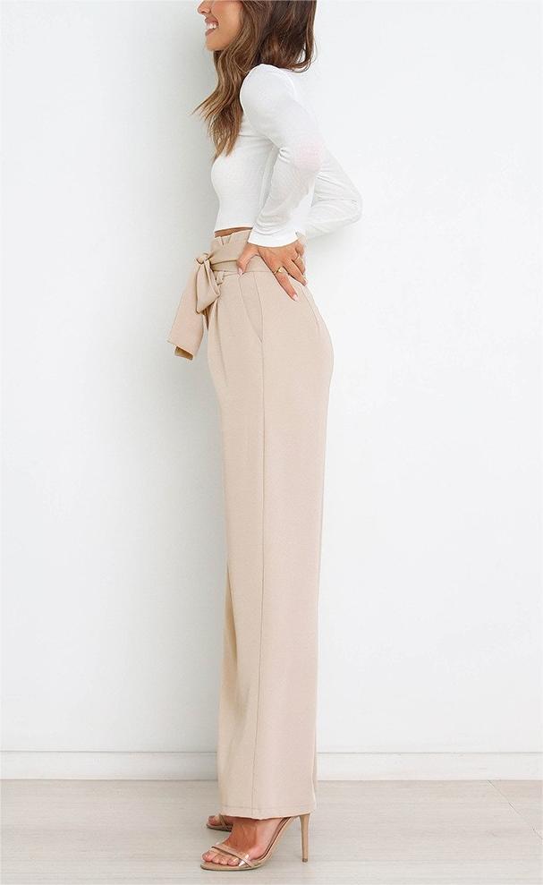 Women'S Casual Wide-Leg Pants Bow Trousers