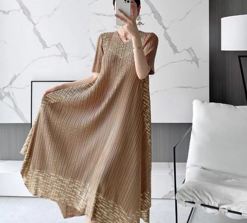 🌸Miyake Vintage Print Pleated Dress