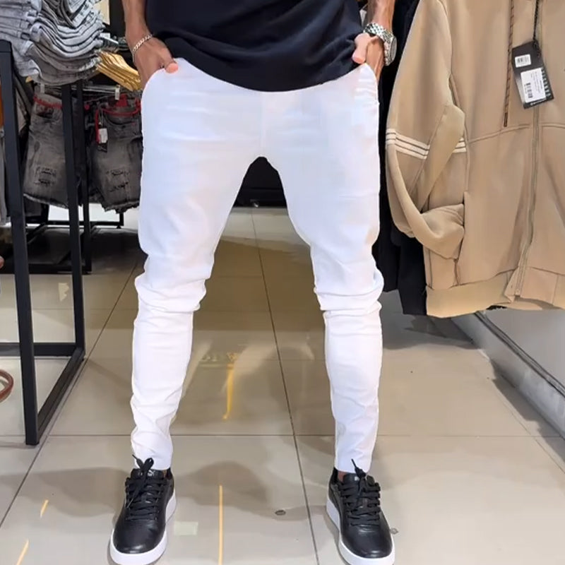 Men’s Slim-Fit Casual Solid Color Pants