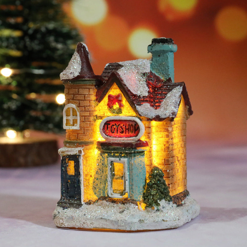 Miniature LED Lighted Christmas Village House