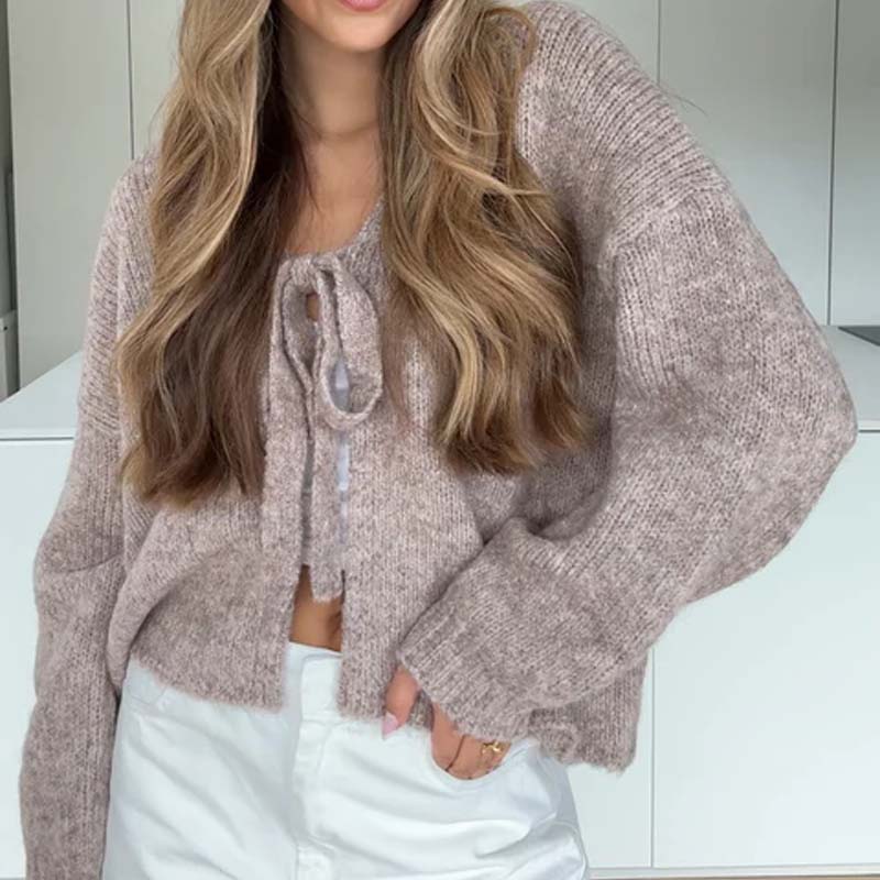 ๐ Women's Cashmere Blend Bow Cardigan โ Soft, Feminine & Timeless Layer for Office, Dates & Casual Days