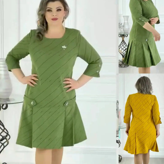 Round Neck Line Printed Elegant Dress