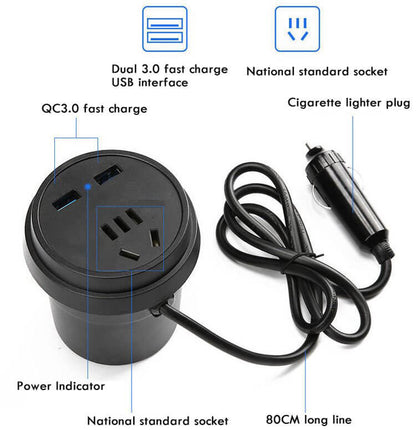 ☃Christmas Hot Sale 45% OFF  - Cup Type Car Inverter Quick Charge Power QC 3.0