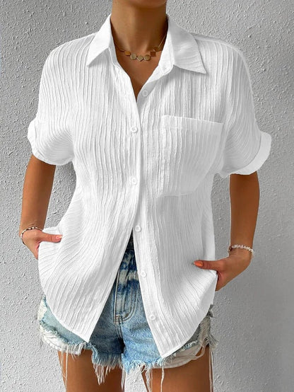 Collar Casual Buttoned Loose Blouse