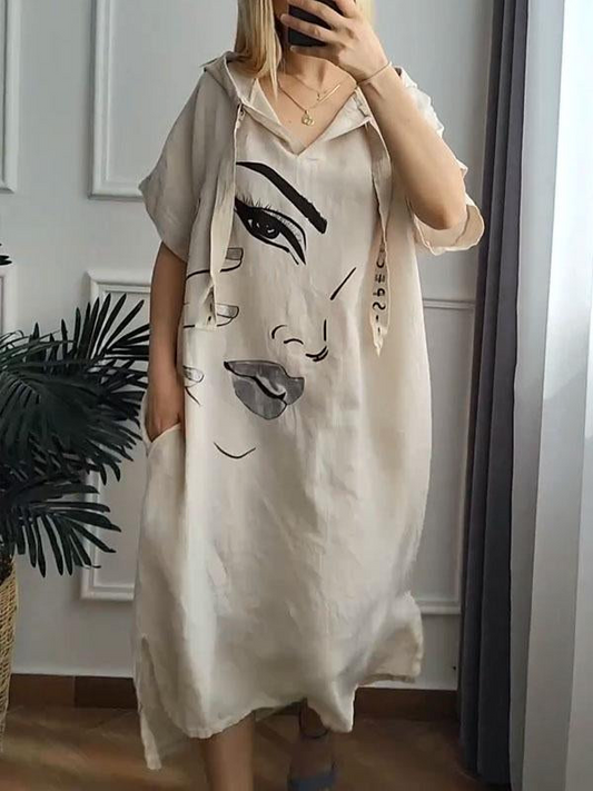 A Hoodie Dress With A Print For Spring And Summer