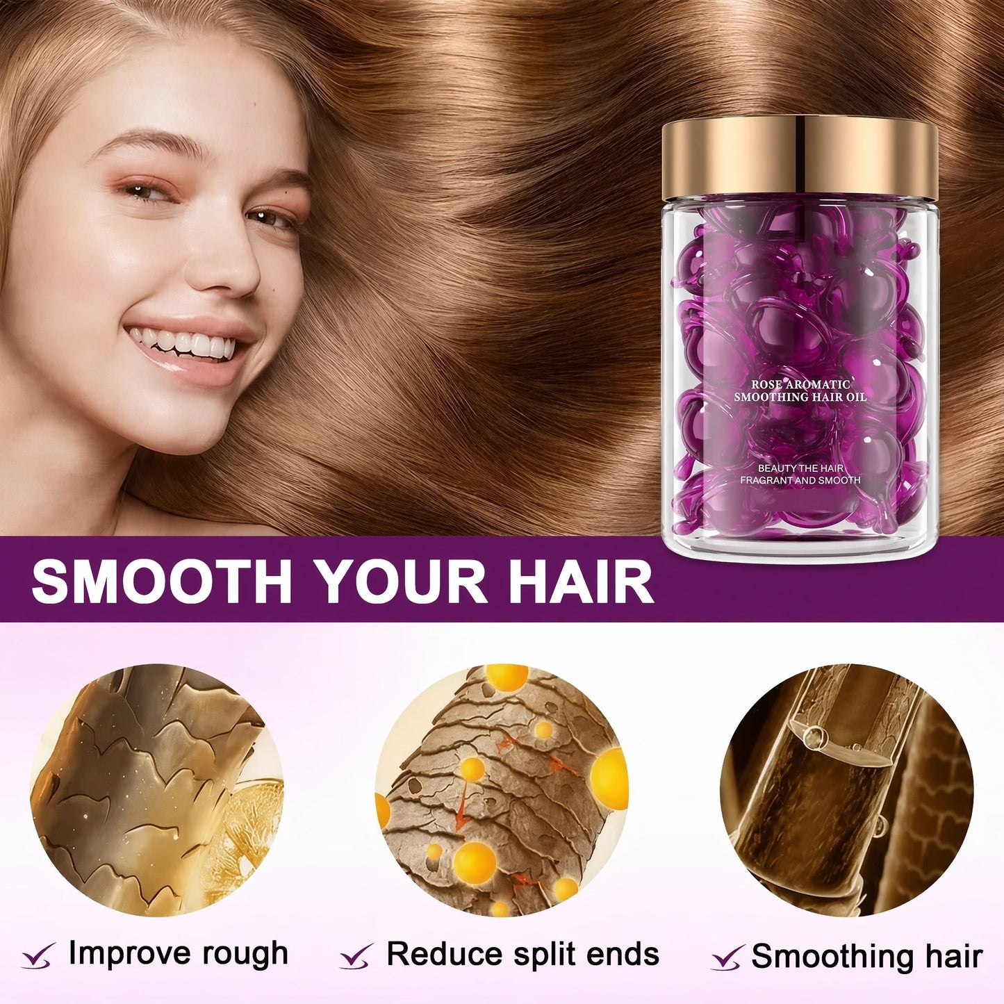 🔥Hair Vitamin Oil Capsules💎Argan & Rosehip Frizz Taming • Instant Shine • Travel-Friendly & Non-Greasy | All Hair Types 📍🇬🇧✨