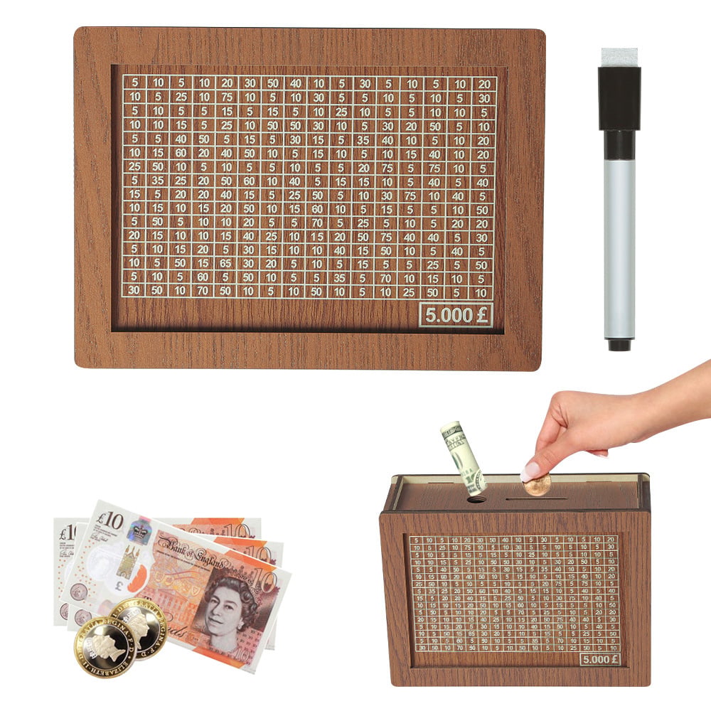🔥Retro Style Wooden Money Box with Counter Piggy Bank Handmade Saving Money Goal Piggy Bank