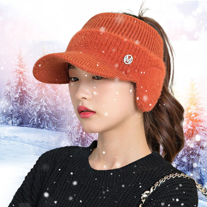 Women's Winter Warm Knit Beanie Caps with Visor