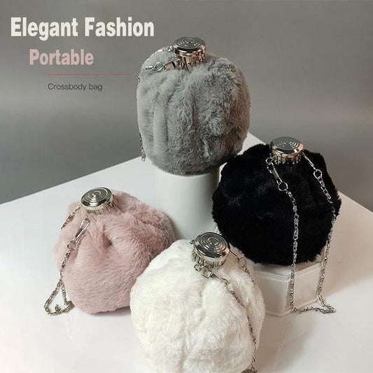 Women Portable Plush Bucket Bag