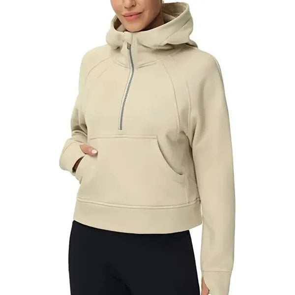 Ladies Half Zip Hoodie Sweatshirt