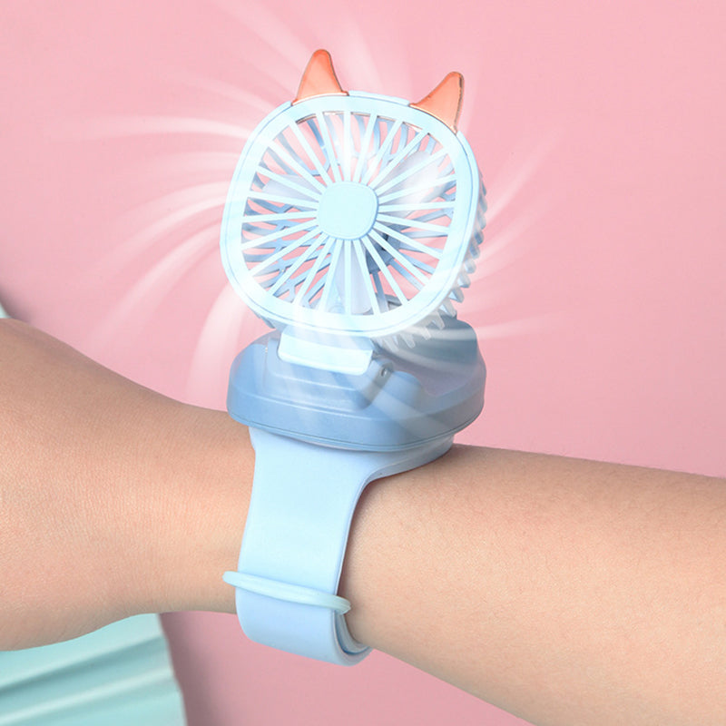 USB Rechargeable Wrist Fan With Comfortable Wrist Strap - Built in colorful LED Change Light