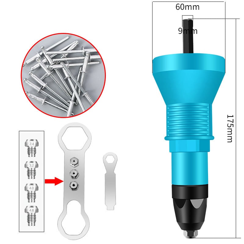 Professional Rivet Drill Head Adapter Kit