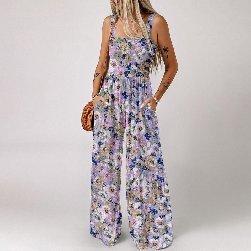 Women’s Casual Print Sleeveless Overalls Jumpsuits