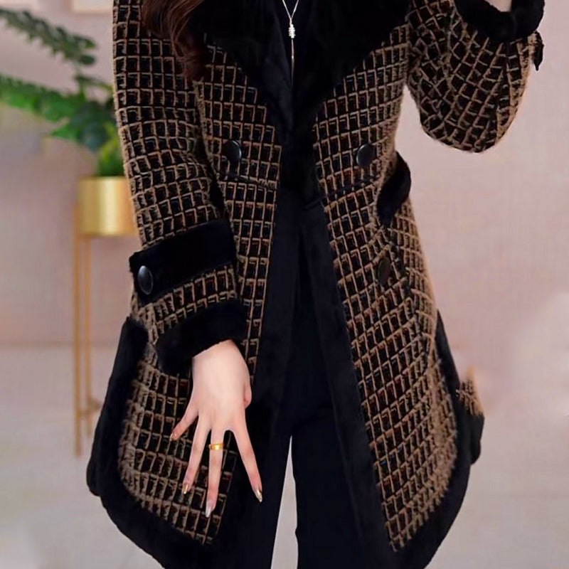 Women's Elegant Warm Coat with Faux Fur Collar