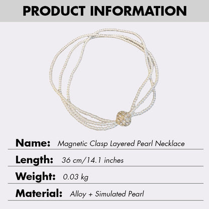 Magnetic Clasp Layered Pearl Necklace