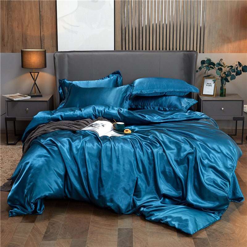 25 Momme Luxury Pure Mulberry Silk Bedding Set of 4（1x Quilt Cover + 1x Bedsheet + 2x Pillowcases）