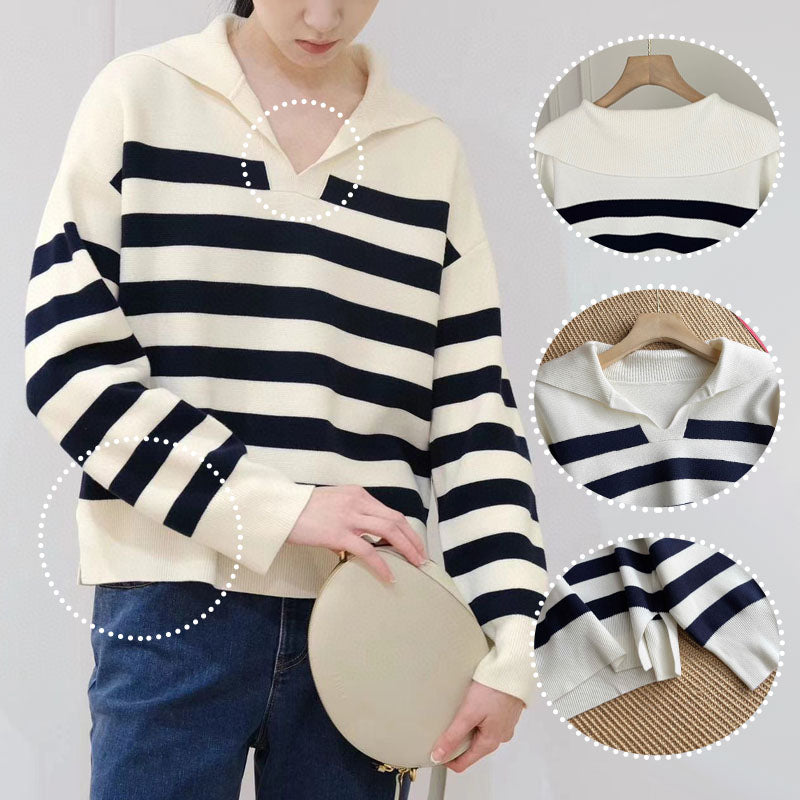 V-Neck Striped Pullover Sweater or Pullover Vest