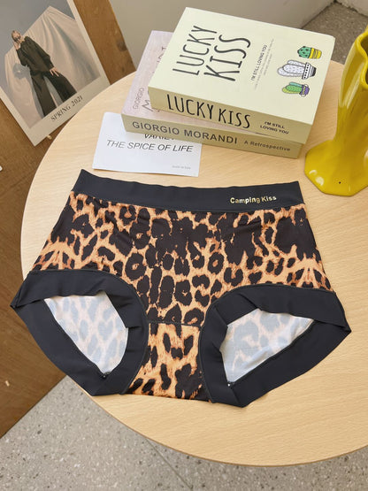 Sexy Leopard Print Seamless Ice Silk Panties