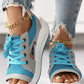 Contrast Paneled Cutout Lace-Up Muffin Sandals