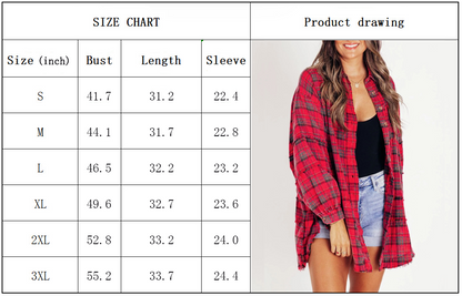 Women's Mineral Washed Button Down Plaid Shirt