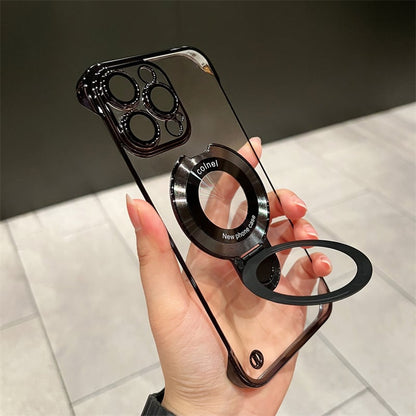 Frameless Magnetic For iPhone Case with Invisible Ring Stand