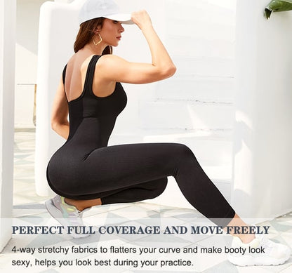 One Piece Tank Top Thigh Slimming Workout Jumpsuit