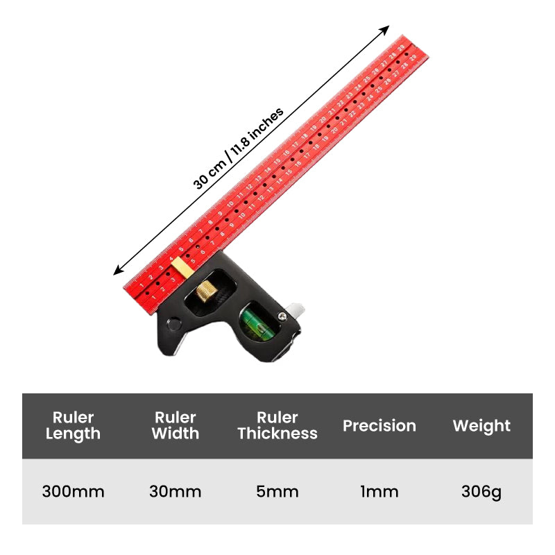 Combination Square Ruler 45-90 Degree Marking