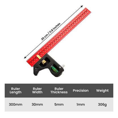 Combination Square Ruler 45-90 Degree Marking