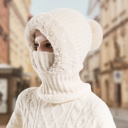 Women's Winter One-Piece Knitted Beanie Scarf Mask