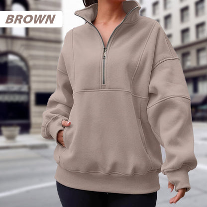 💕Women's Half Zip Long-Sleeve Tops with Pockets