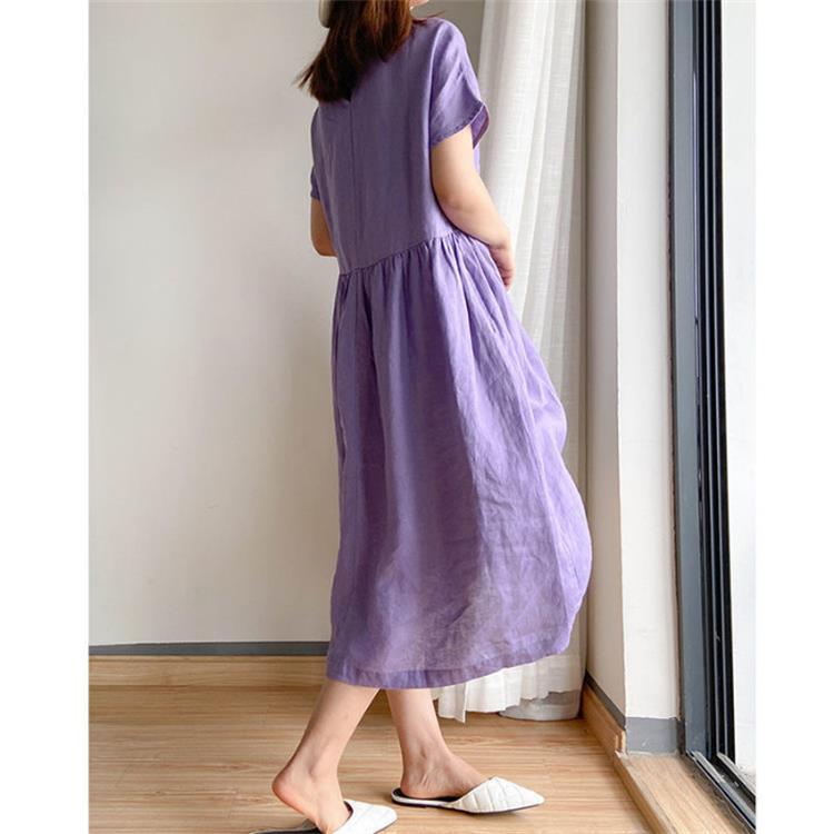 Loose Cotton And Linen Dress