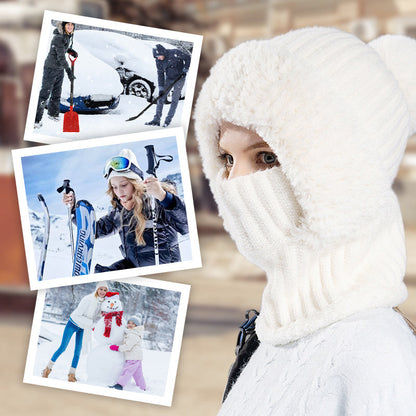 Women's Winter One-Piece Knitted Beanie Scarf Mask