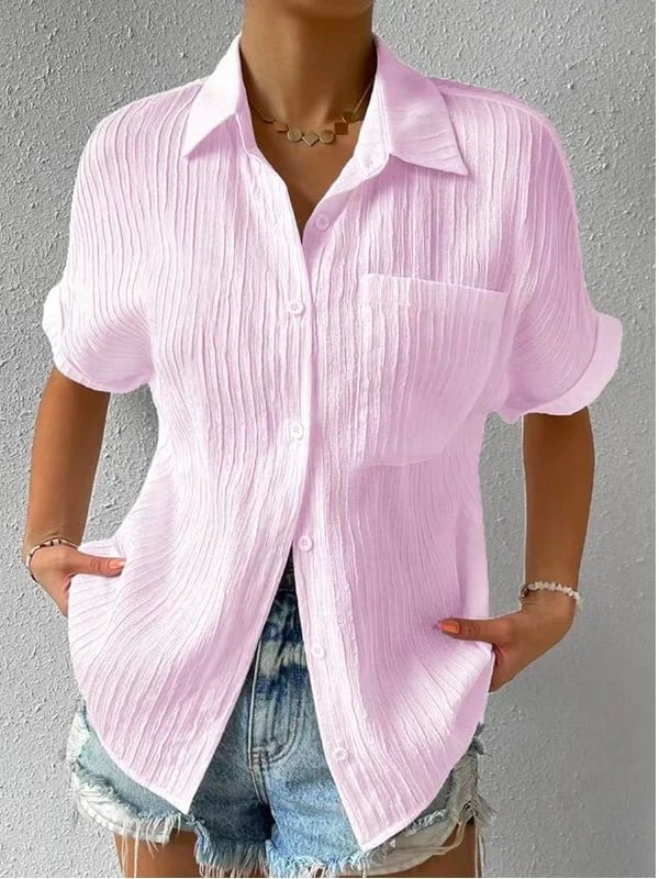 Collar Casual Buttoned Loose Blouse