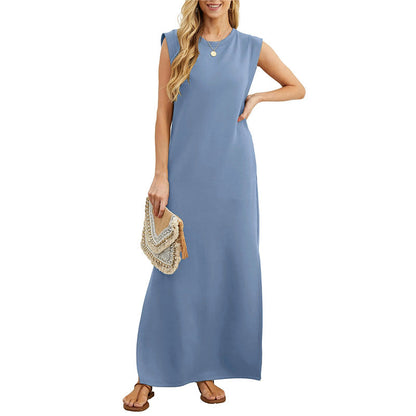 Women's Wrinkle-Free Casual Dress with Split Hem