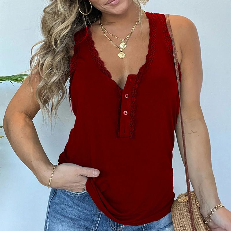 🔥Great Sale💝Women's V-neck Button Sleeveless Tank Top