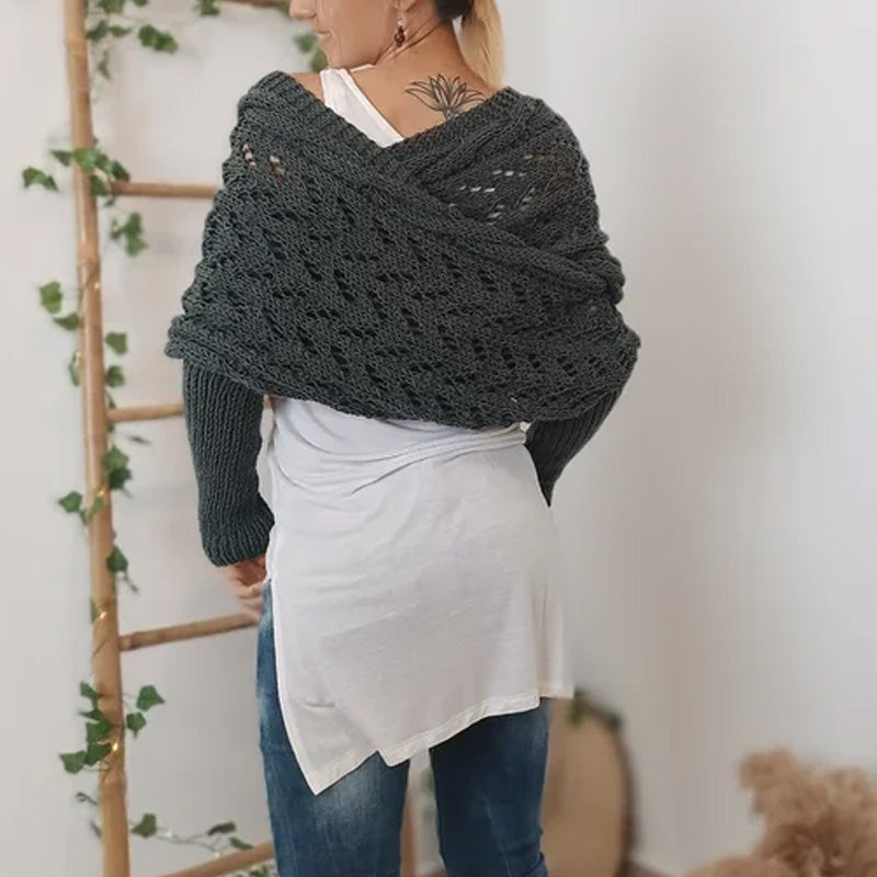 🔥Women’s Knitted Cut-Out Shawl Poncho Wrap