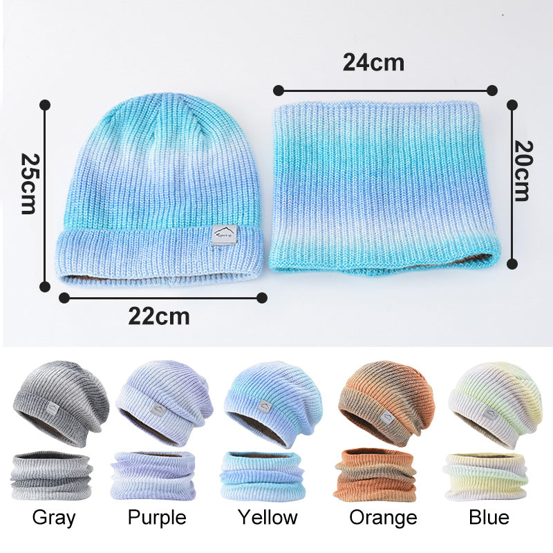 【Christmas Gift】 Gradient Color Warm Knitted Hat&Scarf 2-Piece Set