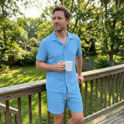 Men's Loose Short Sleeve Shirt & Shorts 2-Piece Set