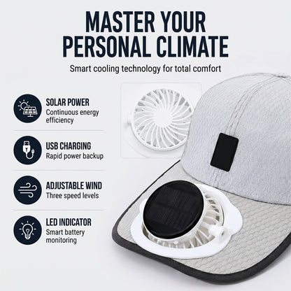 🌞🧢 Breathable Sun Hat Baseball Cap with Built-in Solar Cooling Fan
