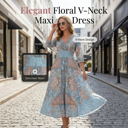 💃Elegant Floral Maxi Dress | Flow & Feminine Silhouette