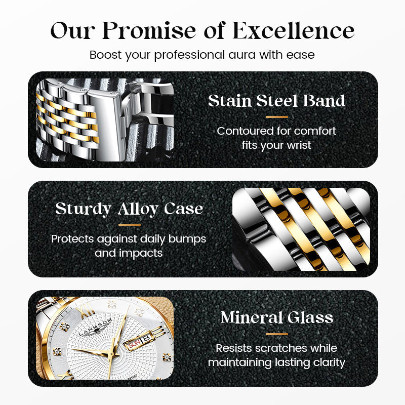 💥Men's Stainless Steel Waterproof Business Watch