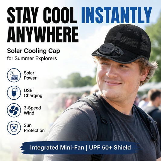 🌞🧢 Breathable Sun Hat Baseball Cap with Built-in Solar Cooling Fan