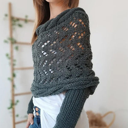 🔥Women’s Knitted Cut-Out Shawl Poncho Wrap