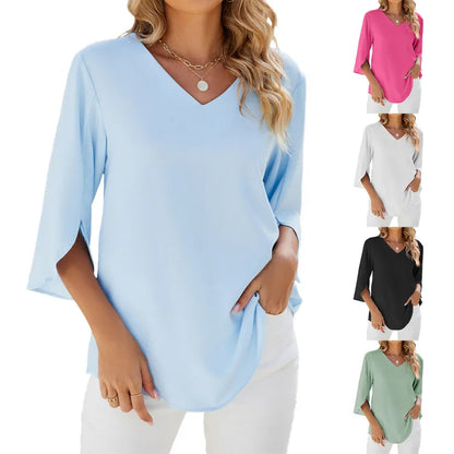 Women's Summer Short Sleeve V-Neck Top