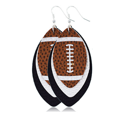 Football Sequined Three-Layered PU Leather Earrings